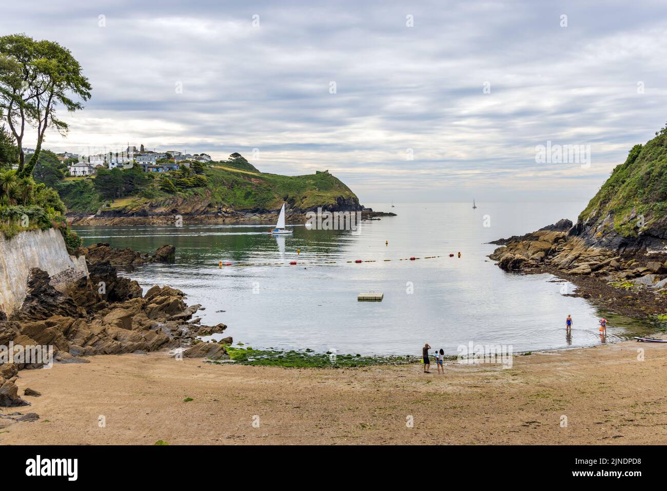 Readymoney Cove Beach near Fowey, opposite the mouth of the River Fowey and Polruan, Cornwall. Stock Photo