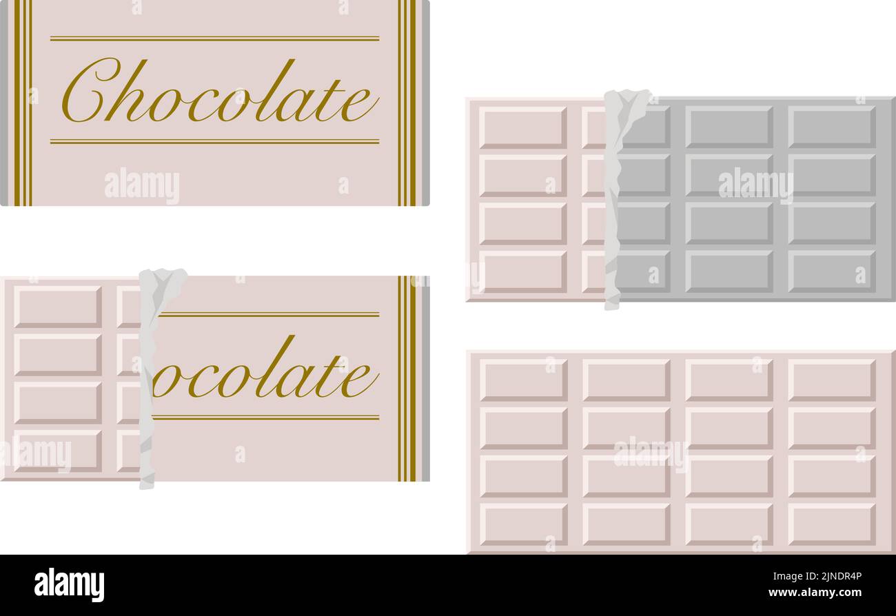 From white chocolate wrapped to silver paper peeled Stock Vector