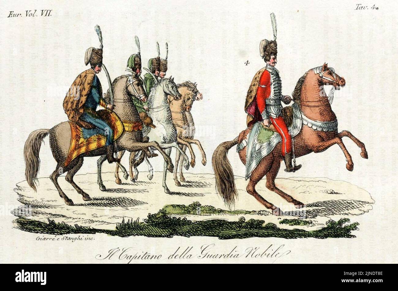 The Captain of the Noble Guard Illustration for Il costume antico e moderno by Giulio Ferrario Europa Vol VII pt 2 1831 (7) Stock Photo