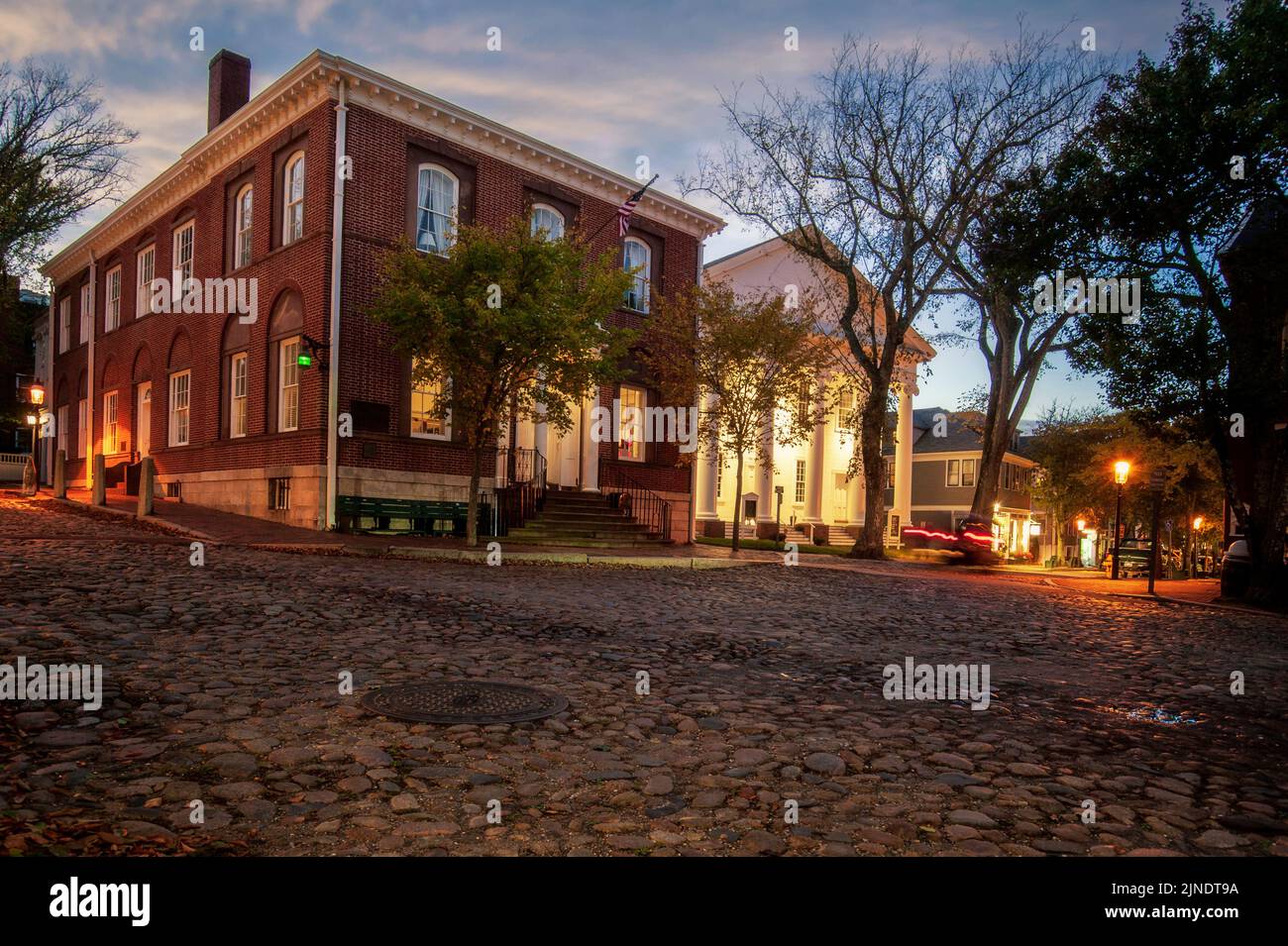 USA, Massachusetts, Nantucket Island. Nantucket Town, Main Street, historic house detail. Stock Photo