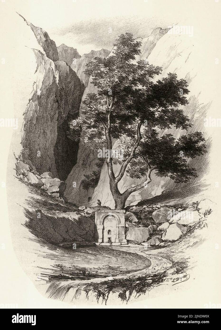 The Castalian Fountain, by Louis Dupré - 1827 Stock Photo - Alamy