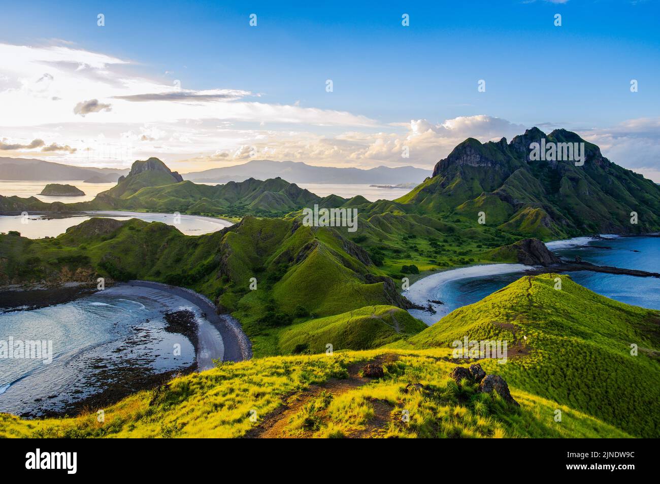 A beautiful high-angle view of the Gambar Pemandangan Alam mountains in Indonesia Stock Photo