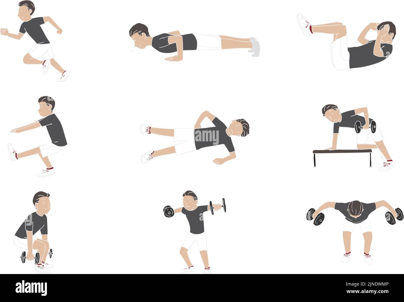 Exercise muscle training set Stock Vector