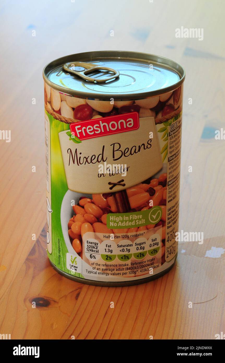 Tin of mixed beans by Freshona Stock Photo Alamy