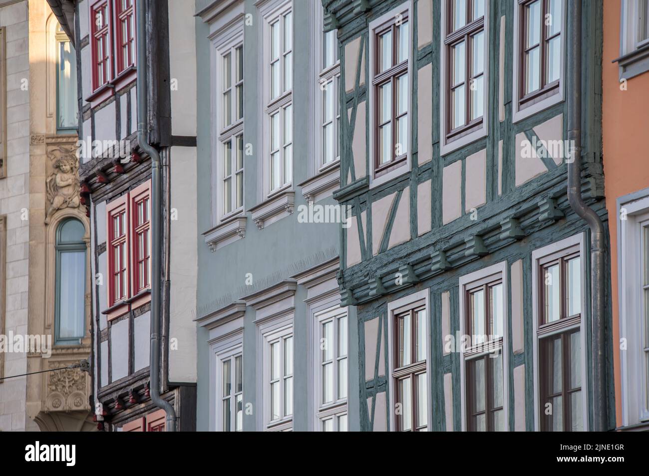 Historic half-timbered houses in the old town of Erfurt Stock Photo