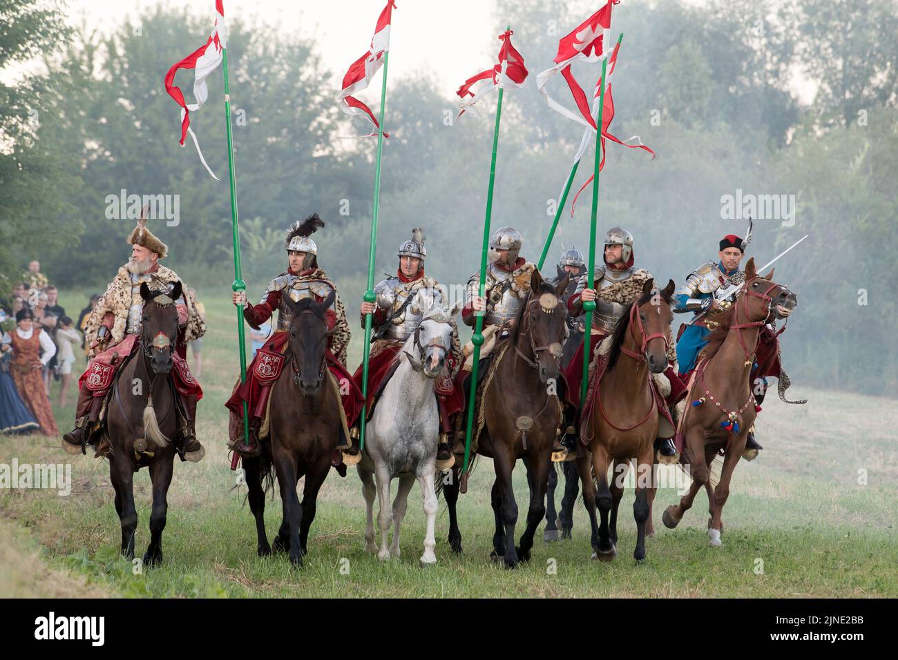 Polish hussars in Vivat Vasa 2022 Battle of Two Vasas 1626  re-enactment in Gniew, Poland. August 6th 2022  © Wojciech Strozyk / Alamy Stock Photo *** Stock Photo