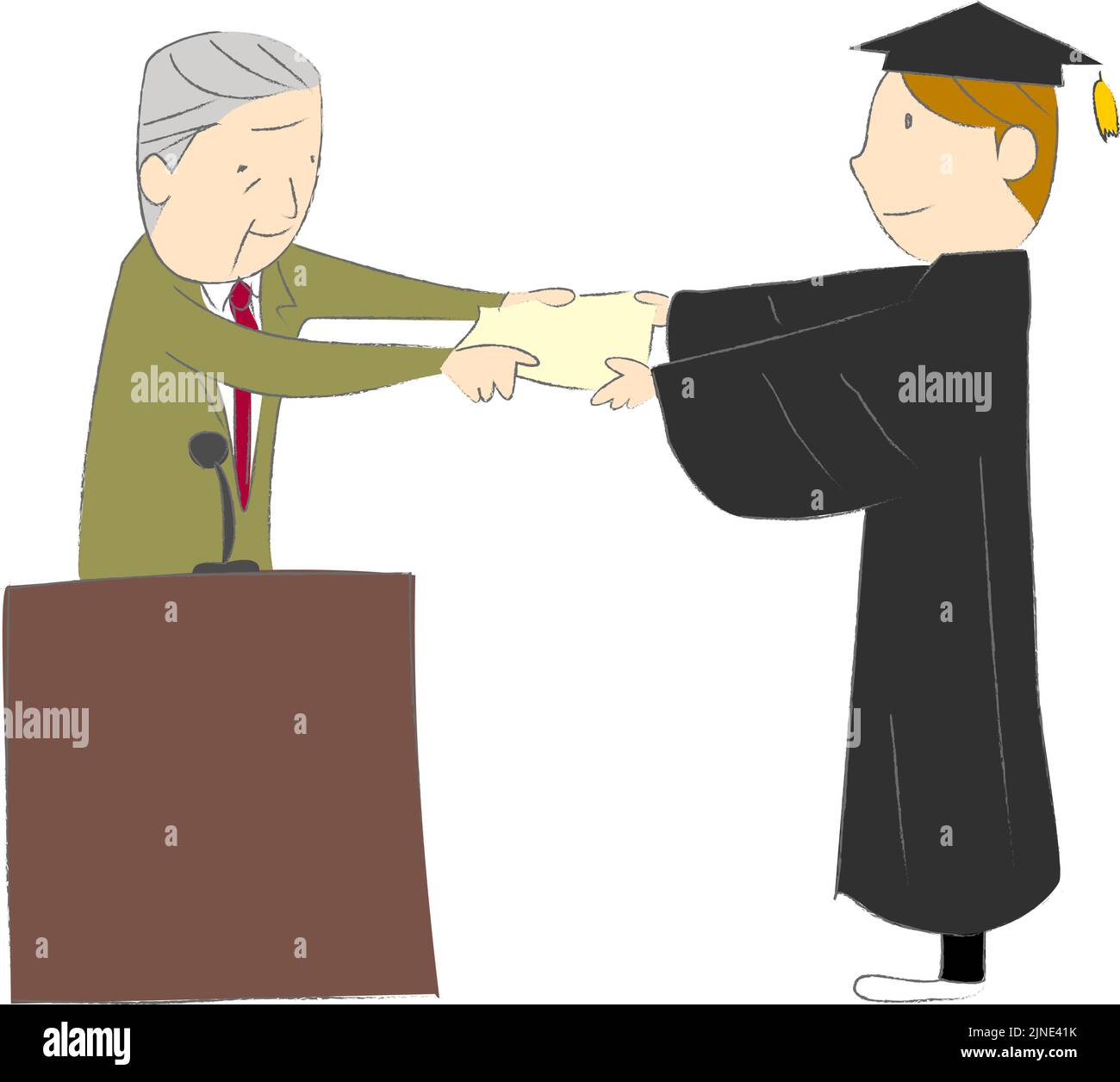 Male in gown receiving diploma at degree conferral ceremony Stock ...