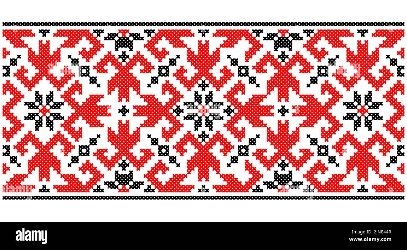 Seamless traditional Ukraine pattern Slavic ornament embroidered cross