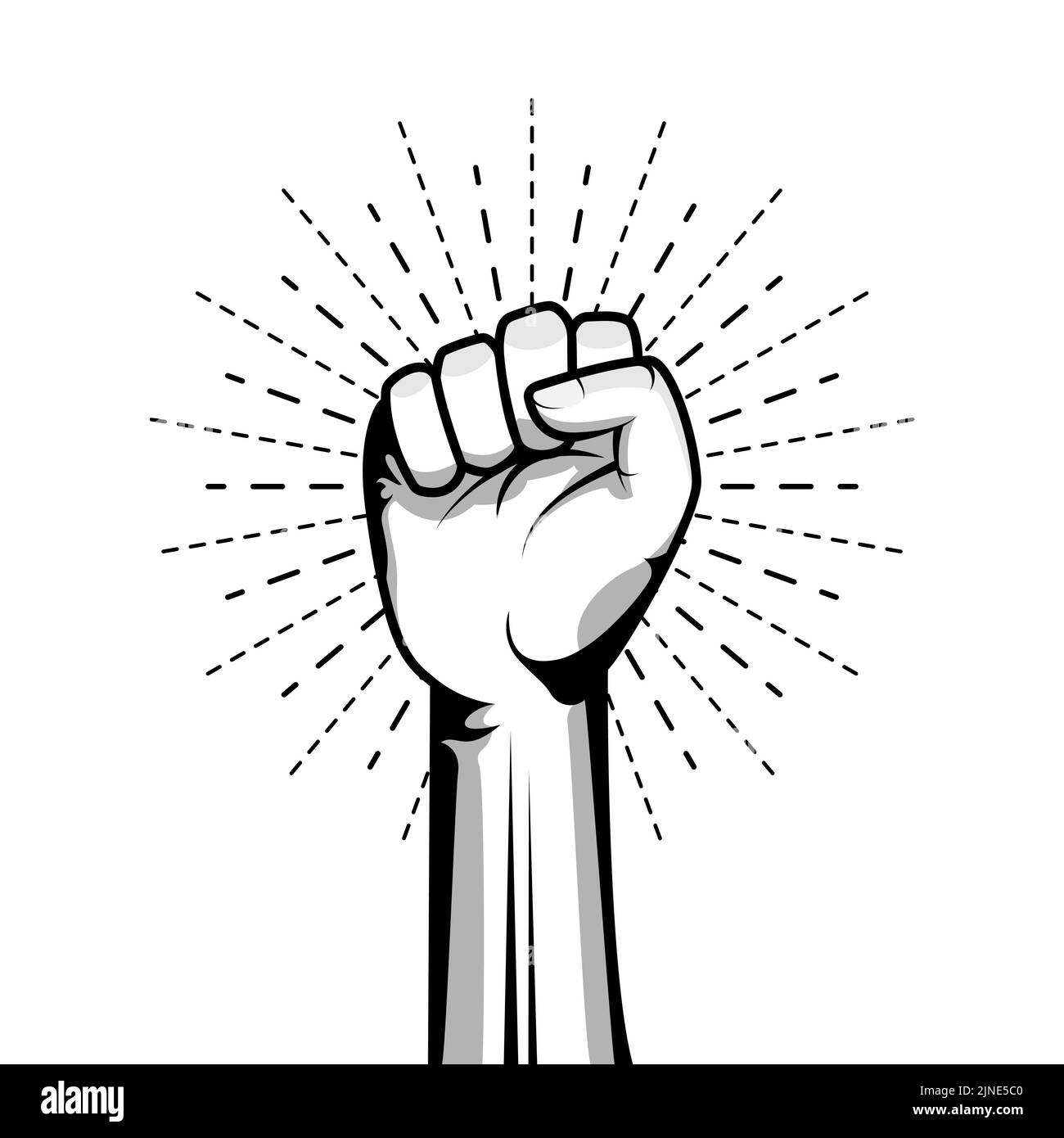 Clenched fist hand vector illustration. Revolution illustration for