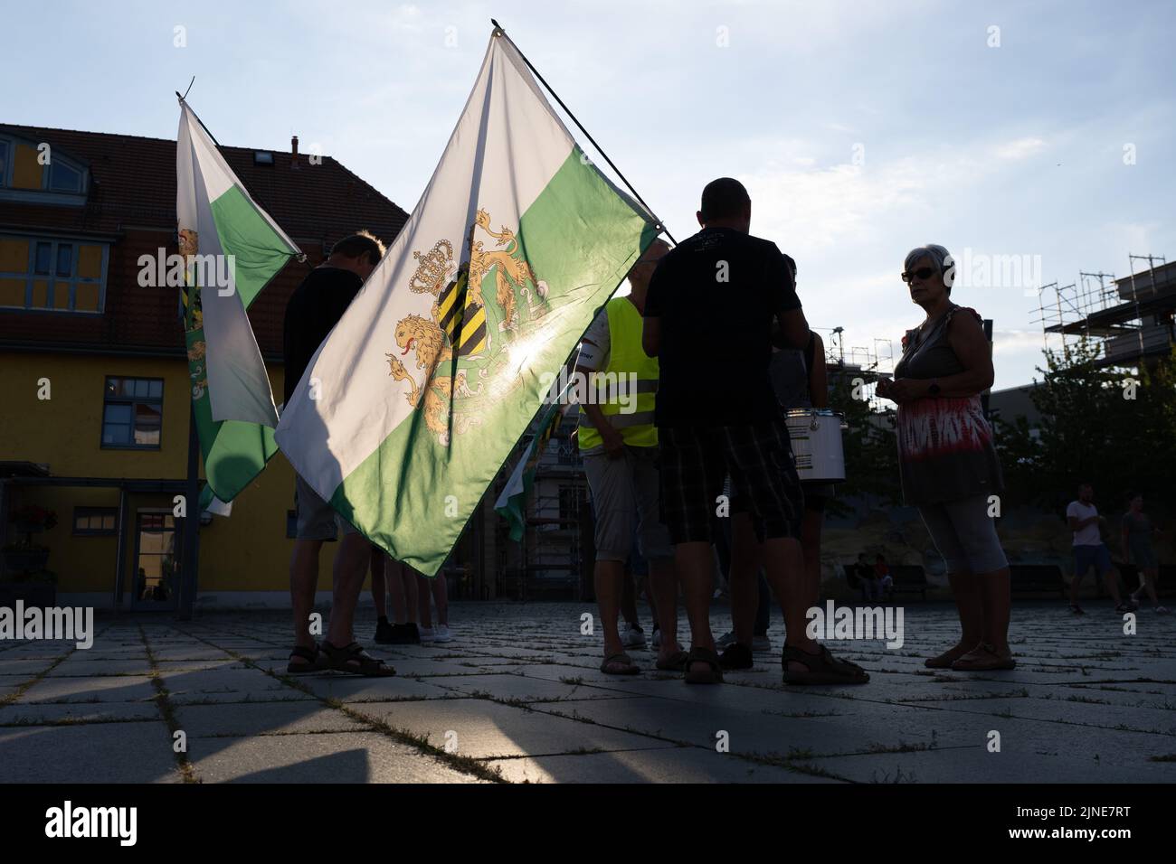 Heidenau germany 09th aug 2022 participants of a rally of the right