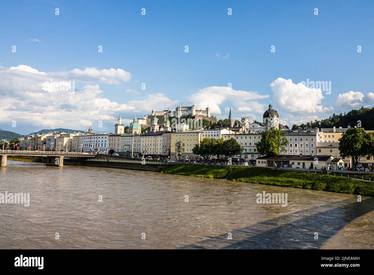 the fast-flowing Salzach River or Salzburg River, Salzburg, Salzburger Land, Austria, Europe Stock Photo