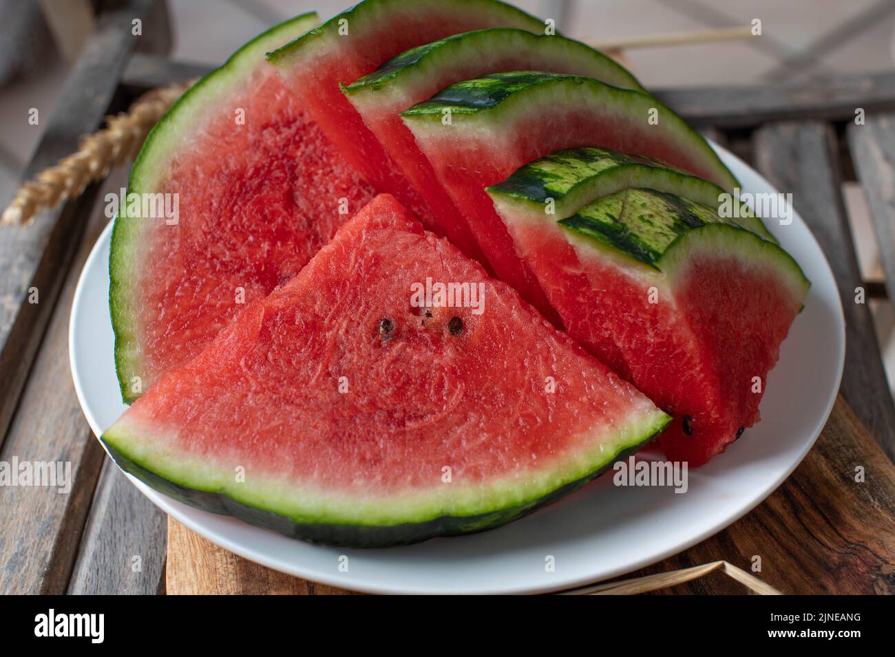 Sliced watermelon on a plate Stock Photo