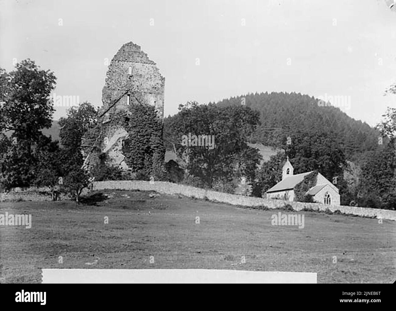 The church and ruined abbey, Talyllychau Stock Photo