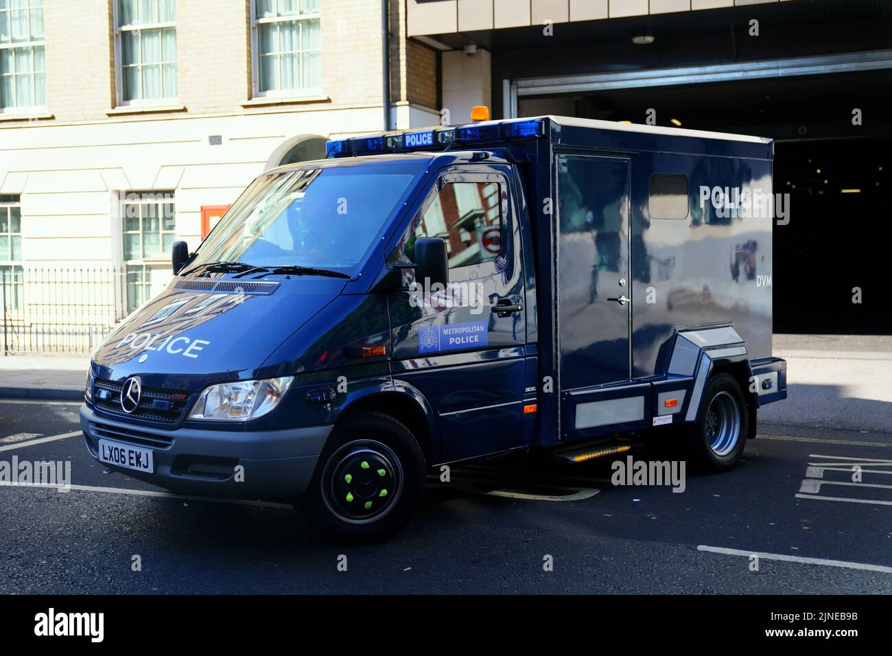 A prison van carrying Aine Leslie Davis, 38, arrives at Westminster Magistrates' Court, central London, where he is appearing charged with terrorism offences in 2014 and possession of a firearm for a purpose connected with terrorism. Picture date: Thursday August 11, 2022. Stock Photo