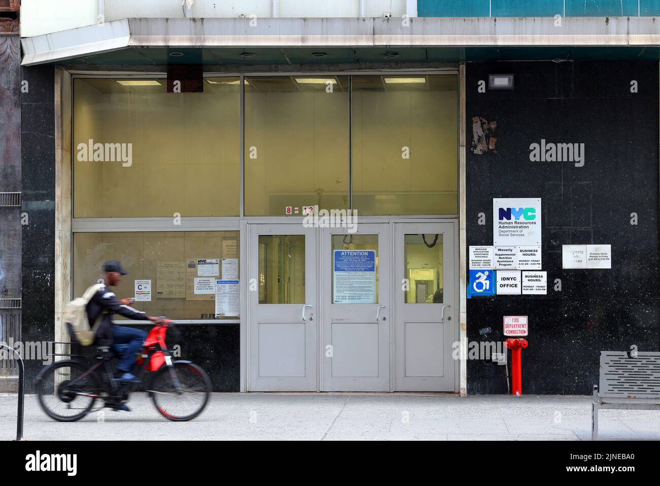 NYC Human Resources Administration, 8-12 W 14th St, New York, NYC storefront photo of the Waverly Job Center in Manhattan's Greenwich Village. Stock Photo