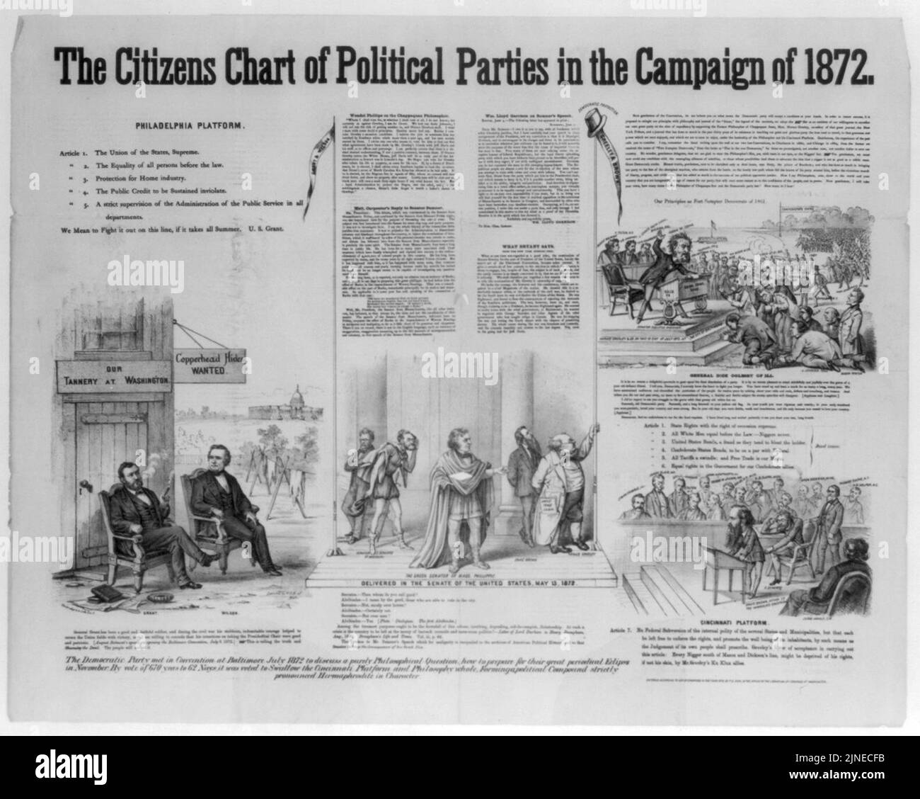 The citizens chart of political parties in the campaign of 1872 Stock Photo