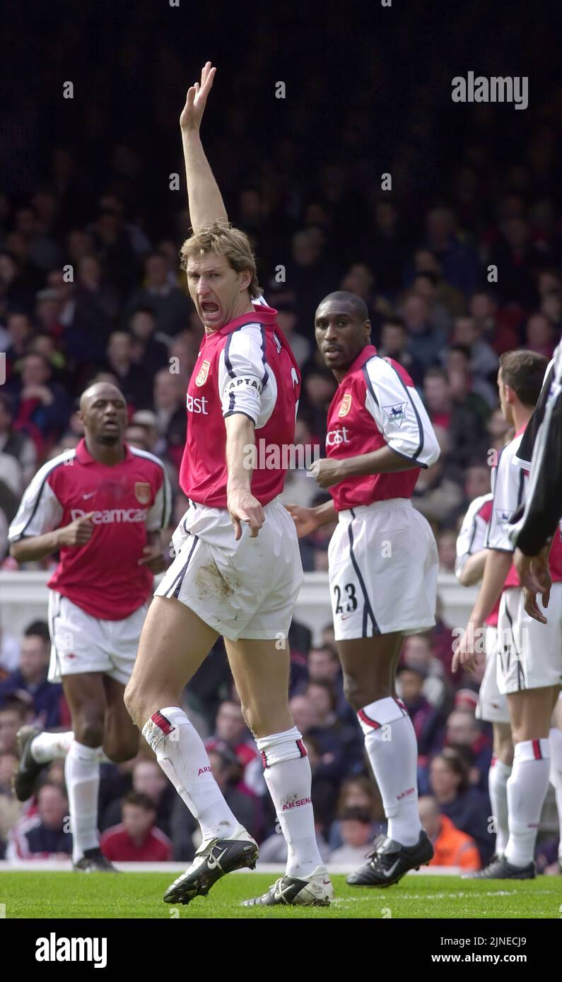 Pic shows: Tony Adams  signed up for strictly  He always had all the right moves - seen here with his trademark claim for offside.  Arsenal V Newcastl Stock Photo