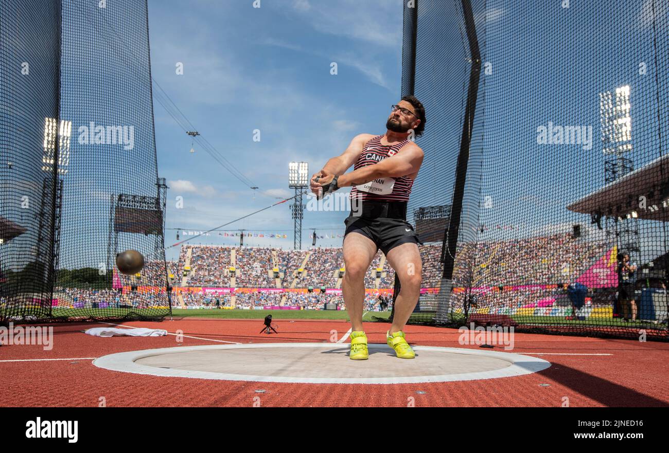Adam Keenan of Canada competing in the men’s hammer final at the