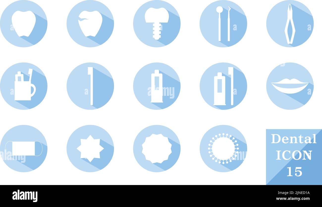 Circle icons with blue shadows, dental icons set Stock Vector Image ...