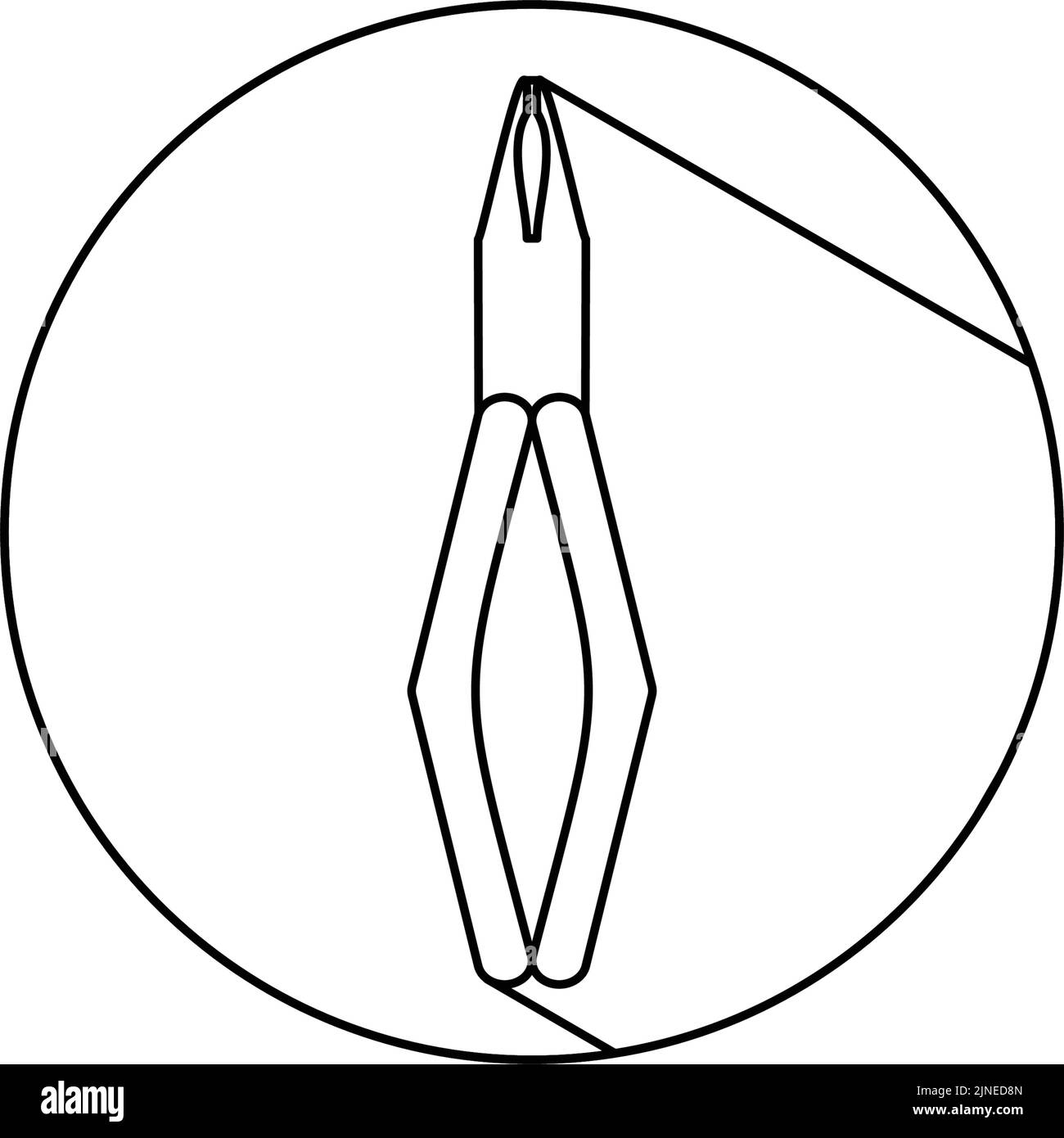 Circle icon with black shadow, tooth extraction appliance Stock Vector