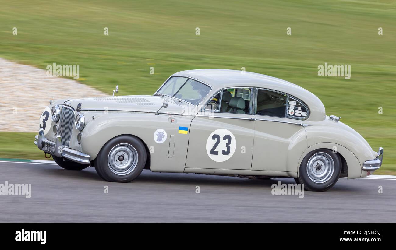 1956 Jaguar MkVII with driver Graham Love during the Sopwith Cup race at the Goodwood 79th Members Meeting, Sussex, UK. Stock Photo