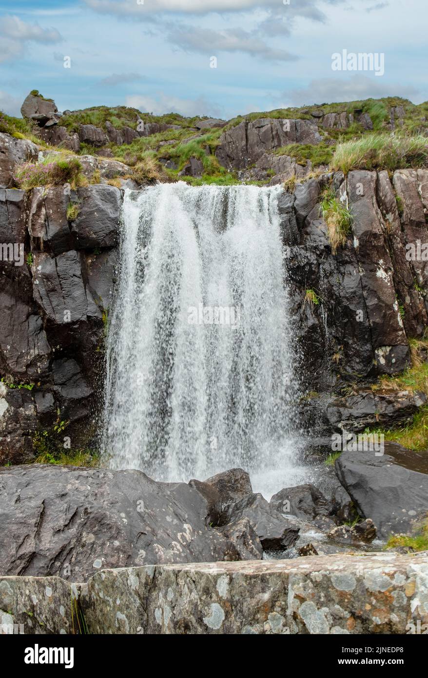 Conor Pass Waterfall, Dingle Peninsula, Co. Kerry, Ireland Stock Photo