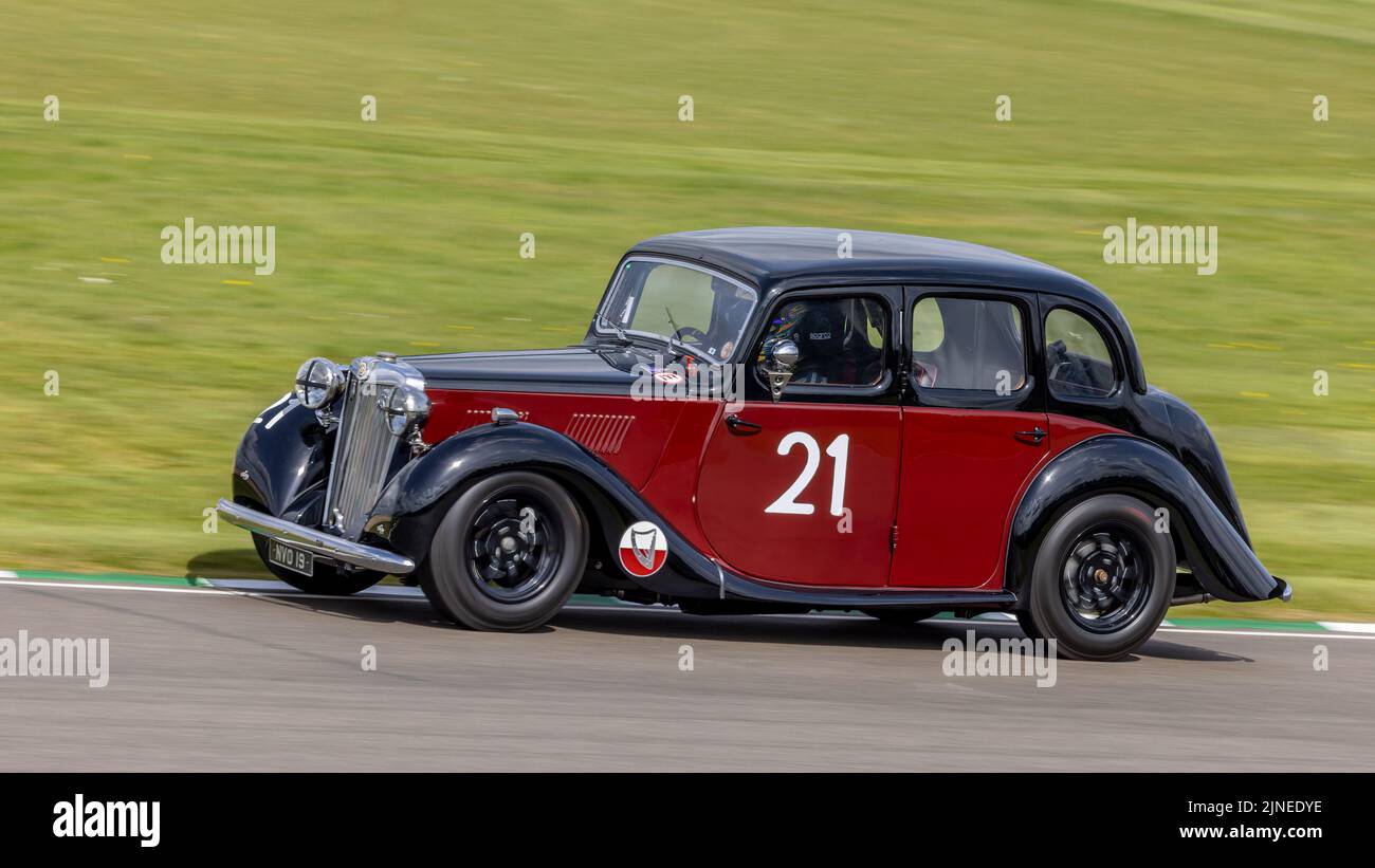 1952 MG YB saloon with driver Ben Colburn during the Sopwith Cup race at the Goodwood 79th Members Meeting, Sussex, UK. Stock Photo