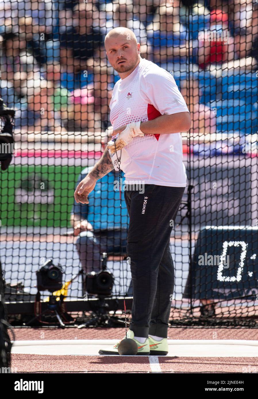Nick Miller of England competing in the men’s hammer final at the