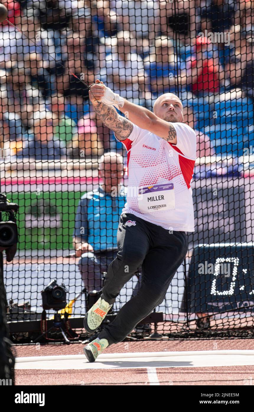 Nick Miller of England competing in the men’s hammer final at the