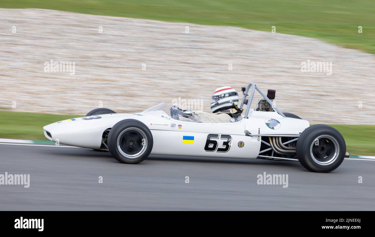 1966 Brabham-Ford BT18A Formula 3 car with driver Christoph Widmer during the Derek Bell Cup race at the 79th Members Meeting, Goodwood, Sussex, UK. Stock Photo