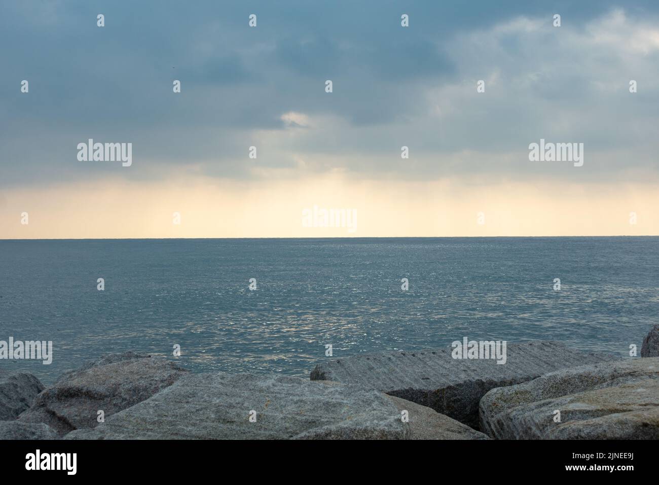 The Ligurian coast. Liguria Region. Italy. Fantastic glimpse of the sea crashes on the rocks. Spring 22 Stock Photo