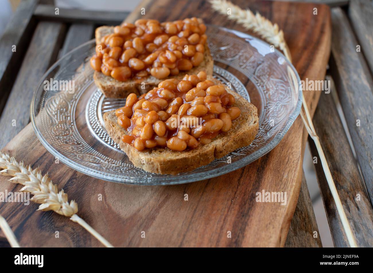 Toast and beans with whole wheat bread Stock Photo Alamy