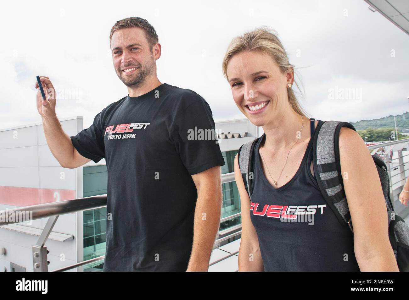 Oyama, Japan. 11th Aug, 2022. Actor Cody Walker and his wife Felicia