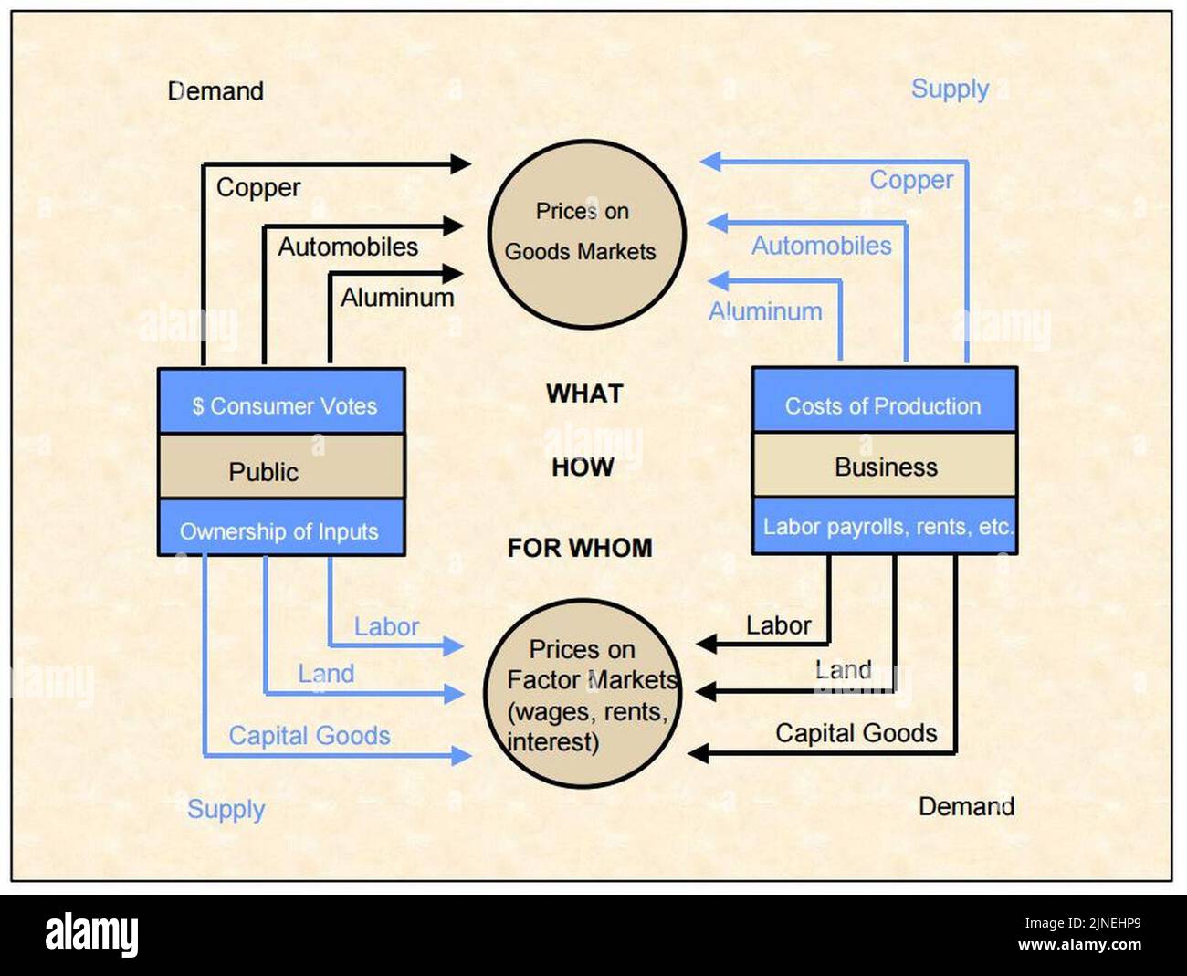 The competitive price system adapted from Samuelson, 1961 Stock Photo