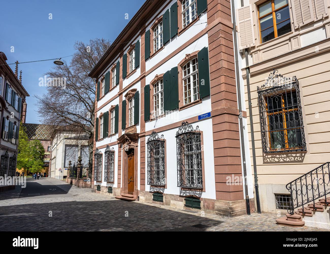 Medieval Townhouses, Rittergasse, Basel Stock Photo
