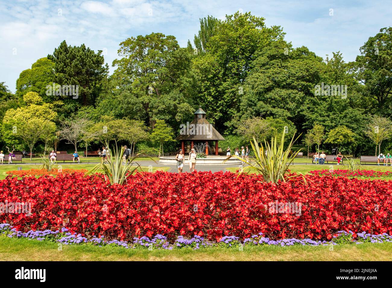 Flowerbed in St Stephen's Green, Dublin, Ireland Stock Photo