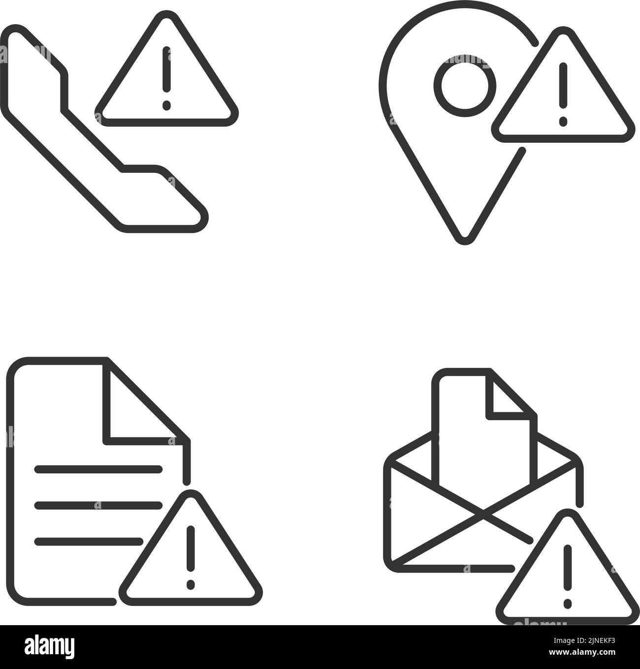 Communication problems pixel perfect linear icons set Stock Vector