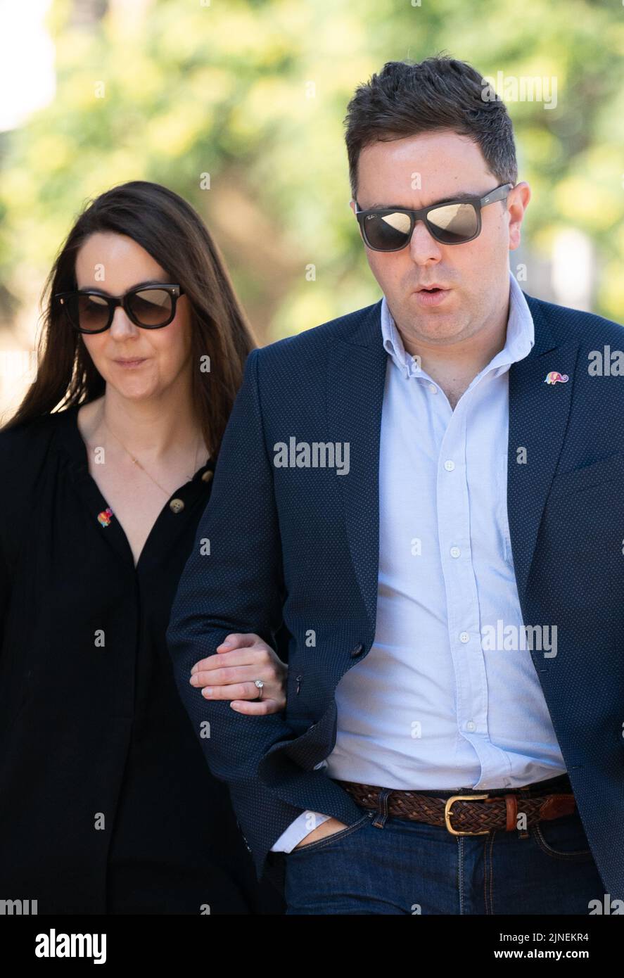 Chris and Rachael Thorold, parents of baby Louis, arrive at Cambridge Crown Court, where Shelagh Robertson is charged with causing the death of five-month-old Louis Thorold by careless driving following a crash on the A10 in Waterbeach, Cambridgeshire on January 22, 2021. Picture date: Thursday August 11, 2022. Stock Photo