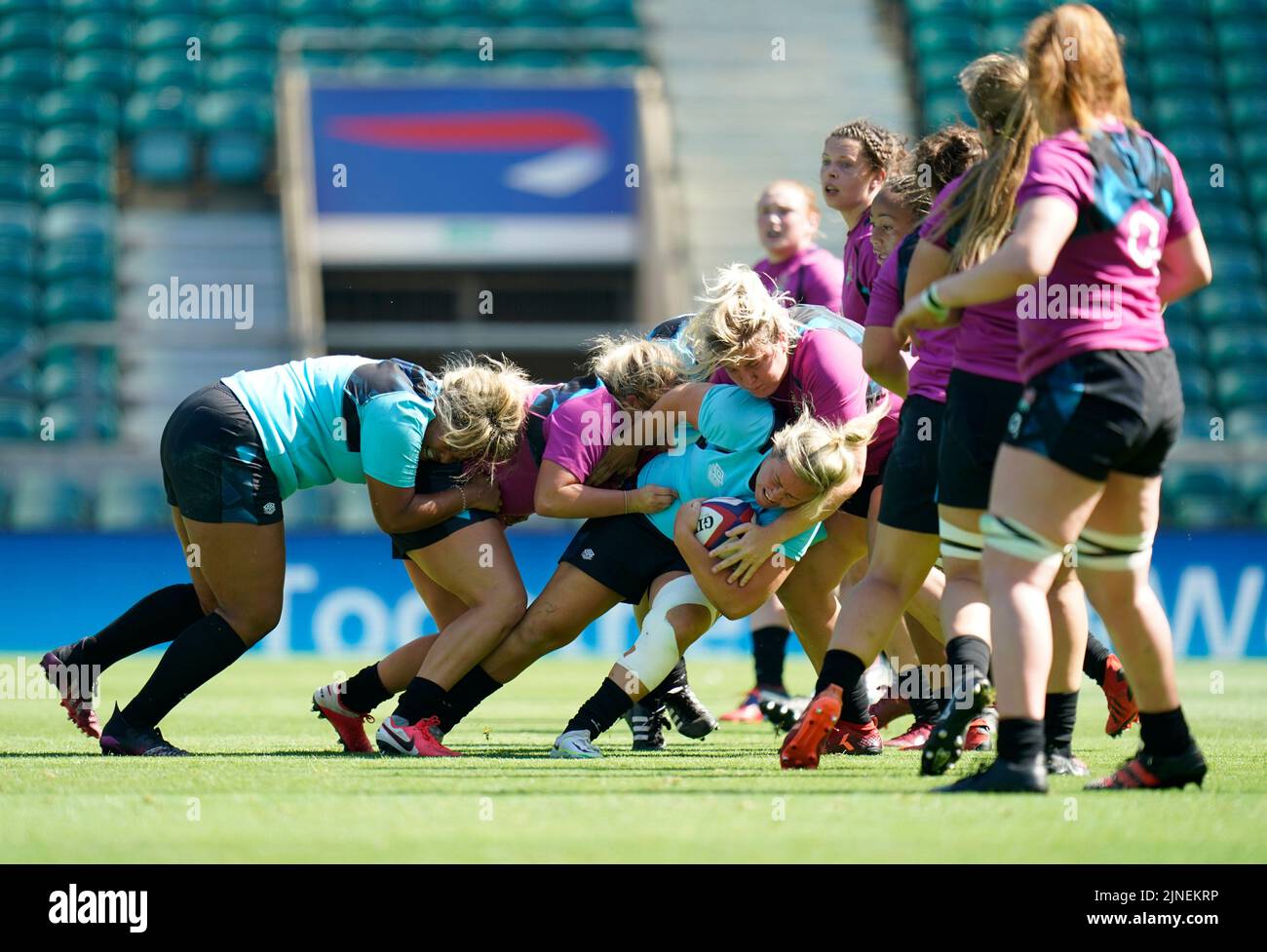 England players practice during an open training session at Twickenham Stadium, London. Picture date: Thursday August 11, 2022. Stock Photo
