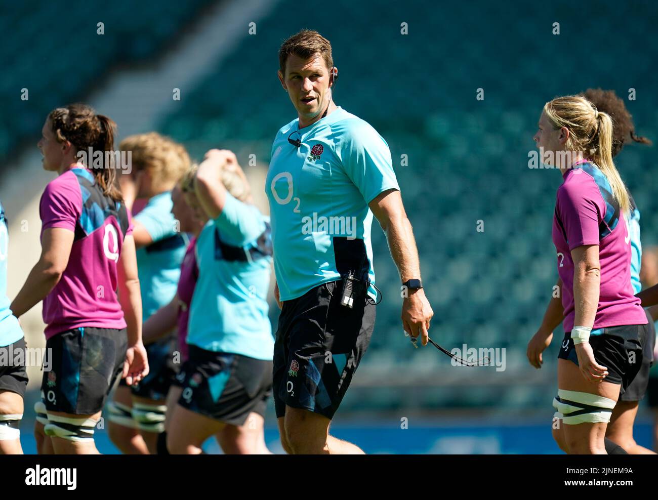 England forwards coach Louis Deacon during an open training session at Twickenham Stadium, London. Picture date: Thursday August 11, 2022. Stock Photo