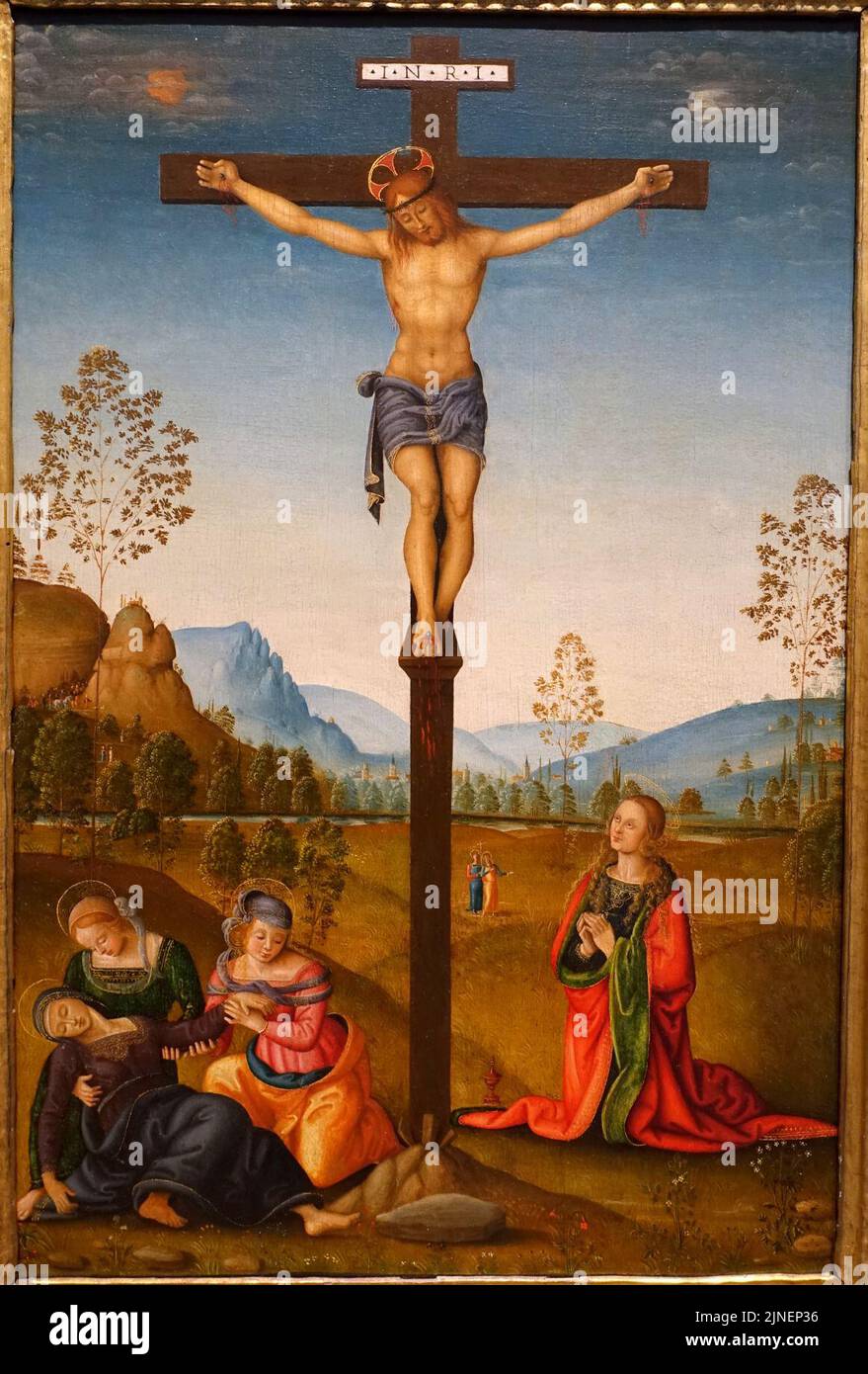 The Crucifixion by Giannicola di Paolo, 1520, tempera on wood Stock ...