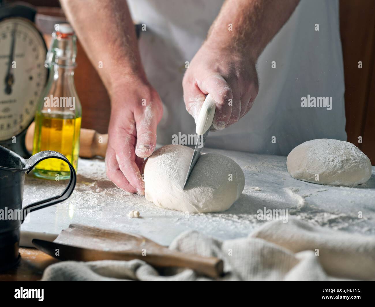 artisan bread making Stock Photo