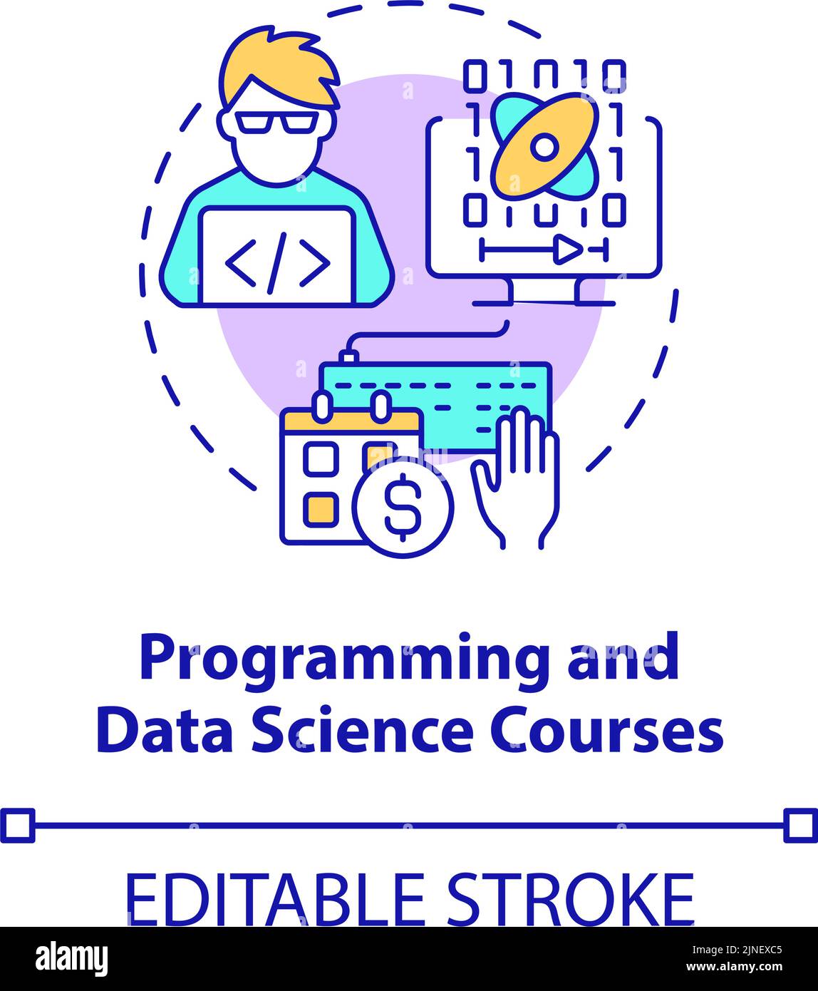 Programming and data science courses concept icon Stock Vector Image ...