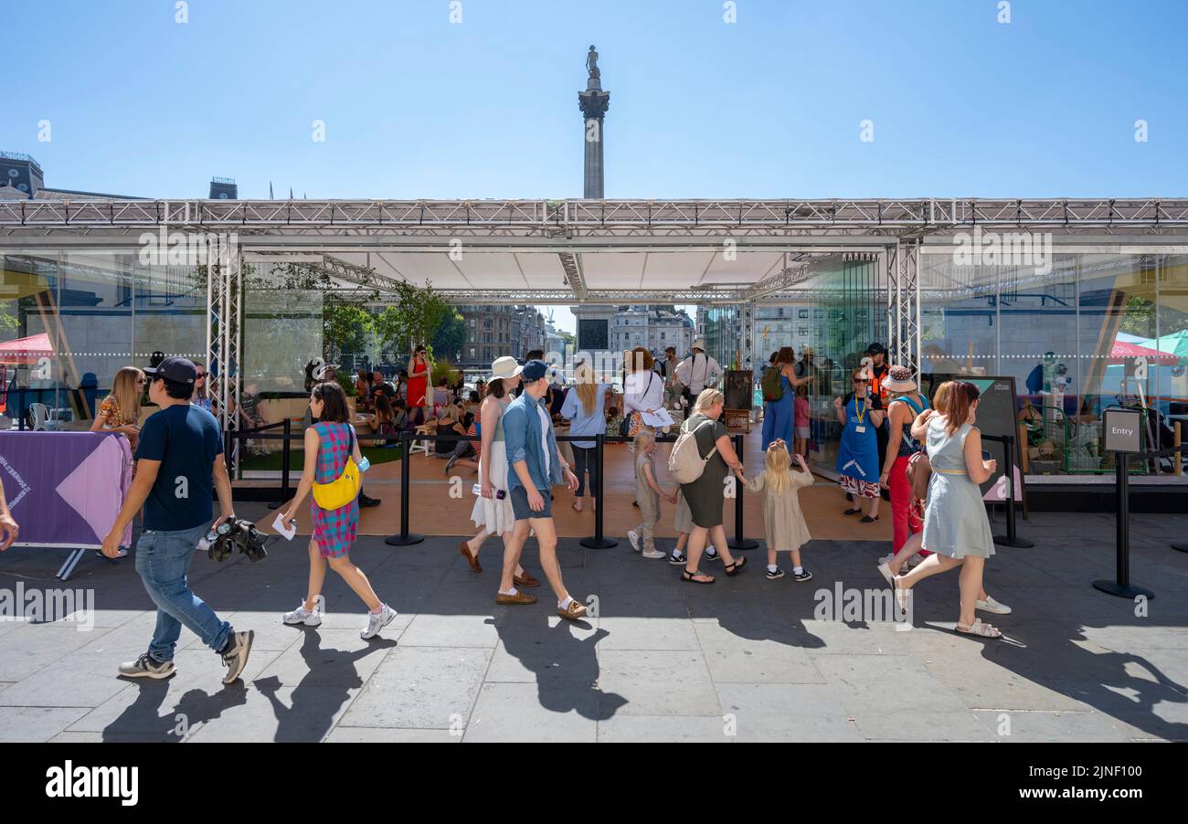 National Gallery, Trafalgar Square, London, UK. 11 August 2022. Sketch on the Square opens in front of the National Gallery, The National Gallery’s biggest-ever free art festival on Trafalgar Square, in partnership with Westminster City Council, runs from 11-29 August. Credit: Malcolm Park/Alamy Live News. Stock Photo