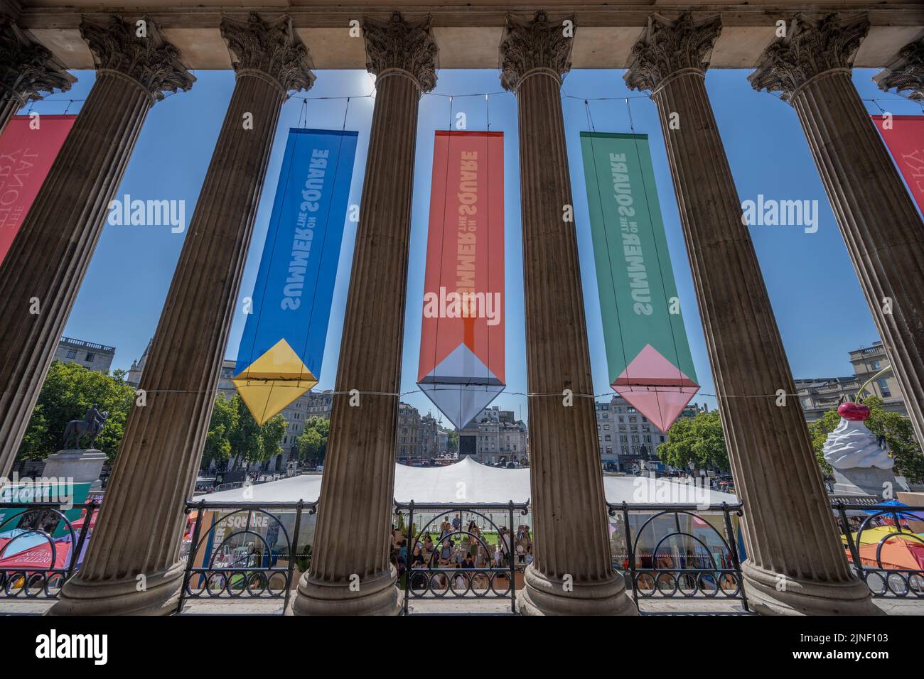 National Gallery, Trafalgar Square, London, UK. 11 August 2022. Sketch on the Square opens in front of the National Gallery, The National Gallery’s biggest-ever free art festival on Trafalgar Square, in partnership with Westminster City Council, runs from 11-29 August. Credit: Malcolm Park/Alamy Live News. Stock Photo