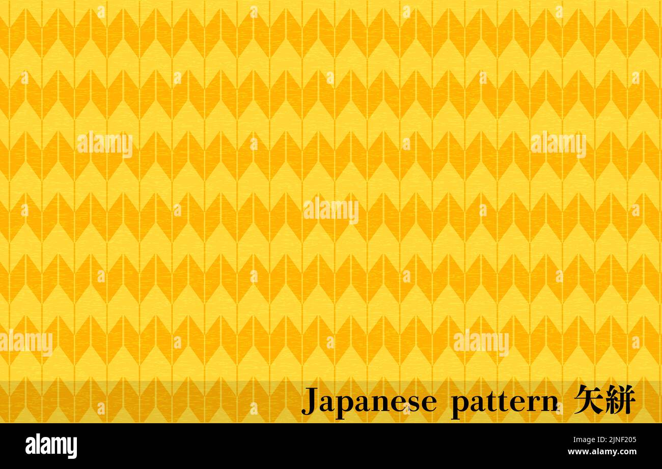Yellow Japanese paper and Japanese pattern Arrow kasuri, transration
