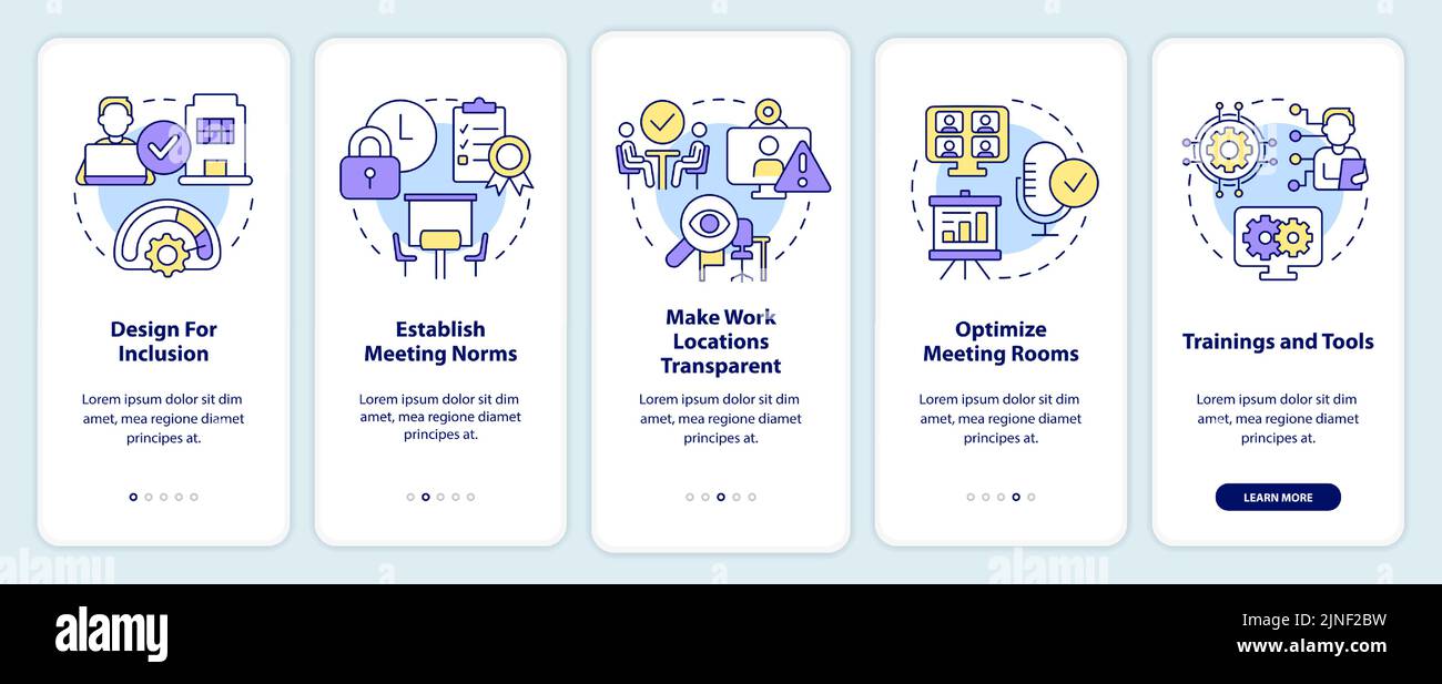 Creating hybrid environment onboarding mobile app screen Stock Vector ...