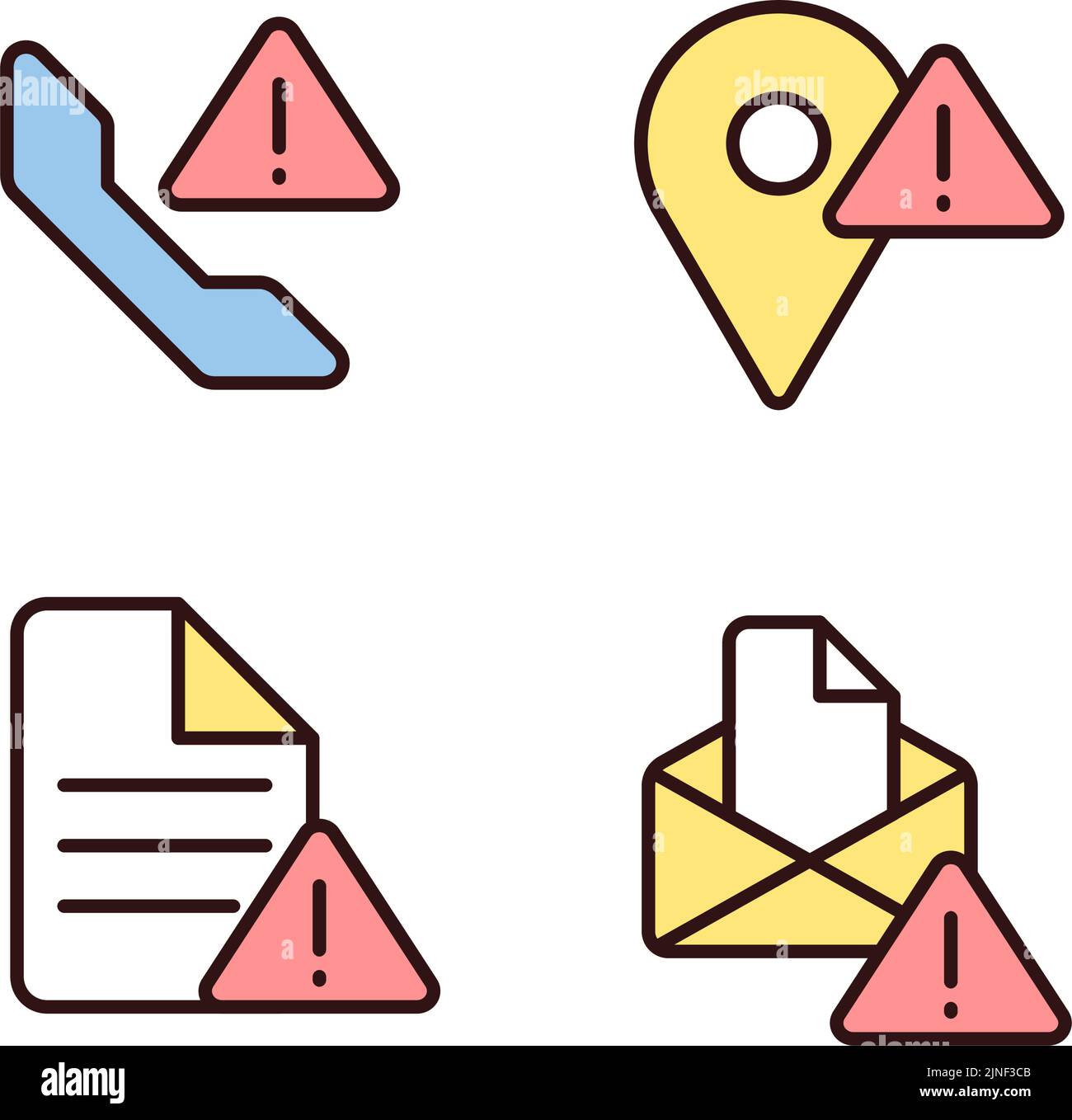 Communication problems pixel perfect RGB color icons set Stock Vector