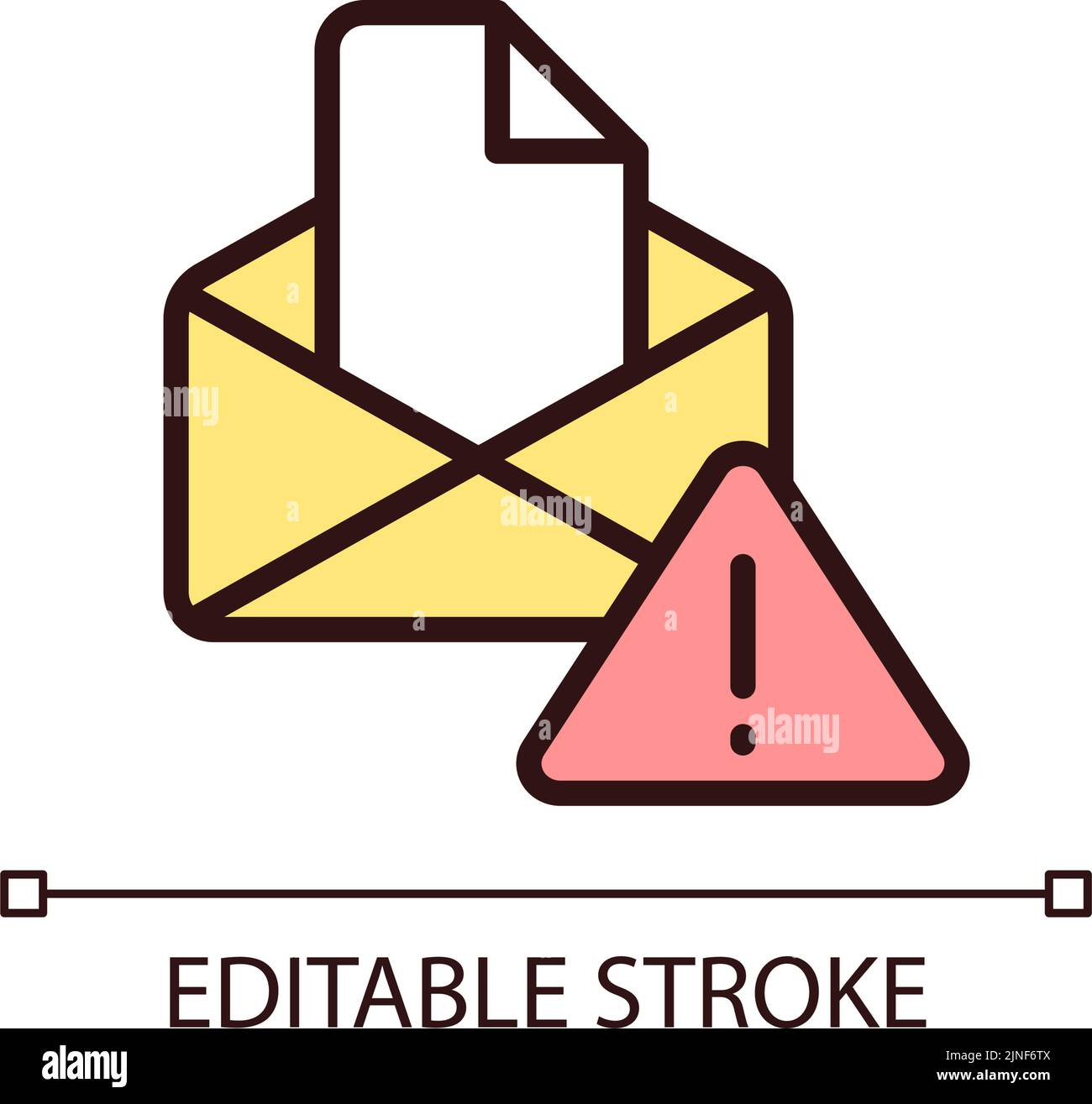 Email warning pixel perfect RGB color icon Stock Vector