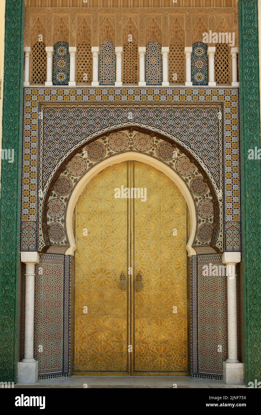 Ornate Moroccan doorway in gold Stock Photo